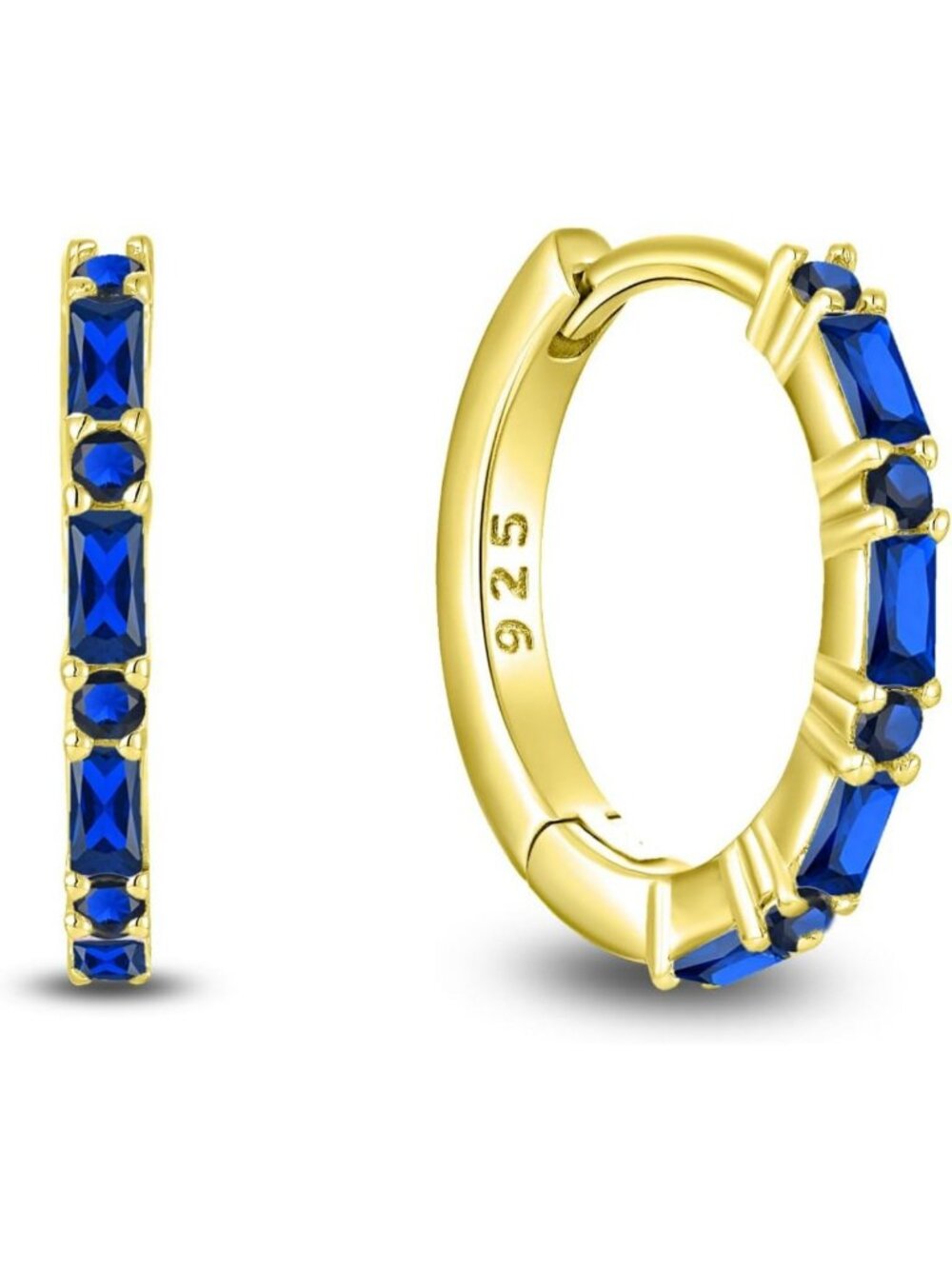 925 Sterling Silver Birthstone Huggie Hoop Earrings - Gemstone Jewelry Gift for